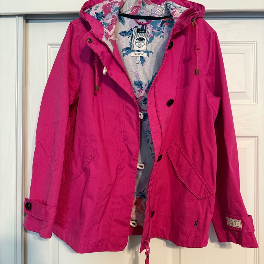 Joules Pink and White Utility Jacket with Hood